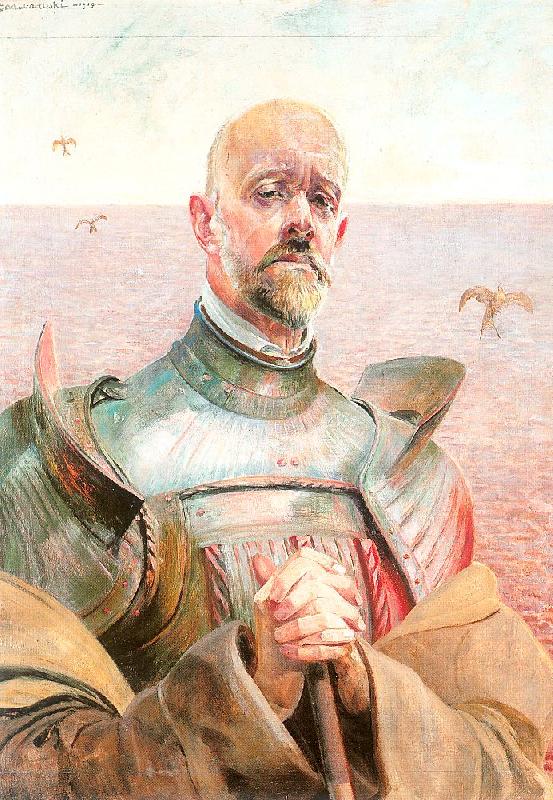 Malczewski, Jacek Self-Portrait in Armor Sweden oil painting art